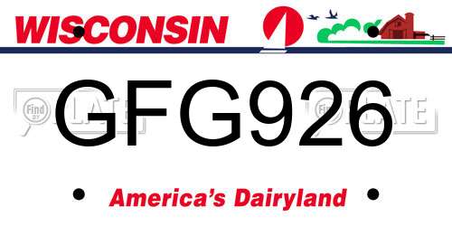 GFG926 Wisconsin License Plate