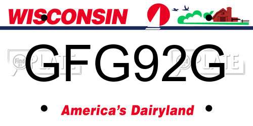 GFG92G Wisconsin License Plate