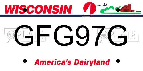 GFG97G Wisconsin License Plate