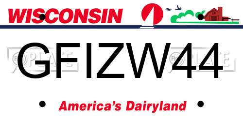 GFIZW44 Wisconsin License Plate