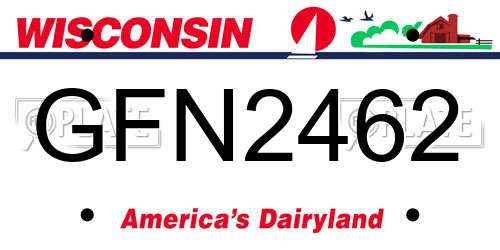 GFN2462 Wisconsin License Plate
