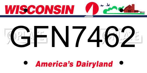 GFN7462 Wisconsin License Plate