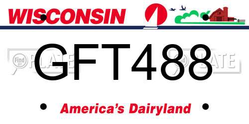 GFT488 Wisconsin License Plate