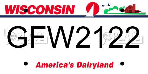 GFW2122 Wisconsin License Plate