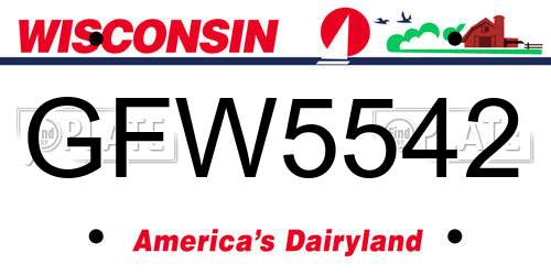 GFW5542 Wisconsin License Plate