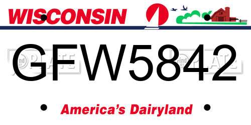 GFW5842 Wisconsin License Plate