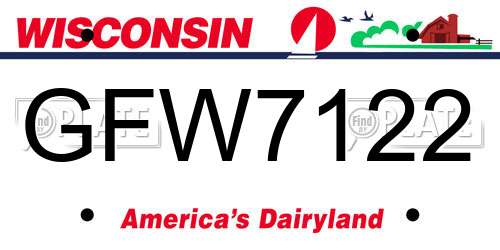 GFW7122 Wisconsin License Plate