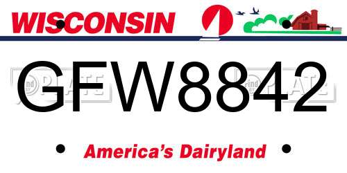 GFW8842 Wisconsin License Plate