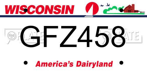 GFZ458 Wisconsin License Plate