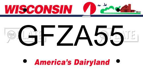 GFZA55 Wisconsin License Plate