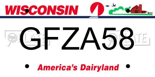 GFZA58 Wisconsin License Plate