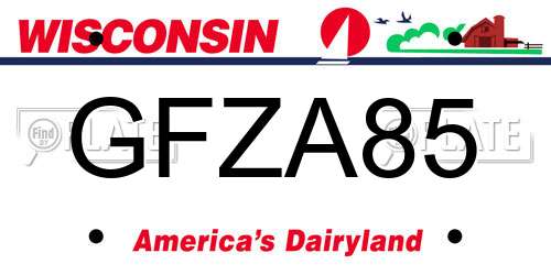 GFZA85 Wisconsin License Plate