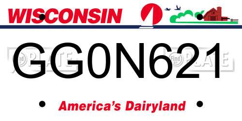 GG0N621 Wisconsin License Plate