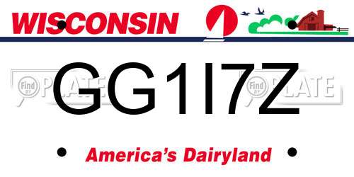 GG1I7Z Wisconsin License Plate