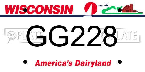 GG228 Wisconsin License Plate