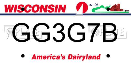 GG3G7B Wisconsin License Plate