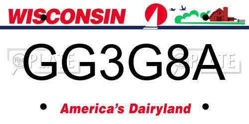 GG3G8A Wisconsin License Plate