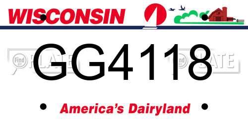 GG4118 Wisconsin License Plate