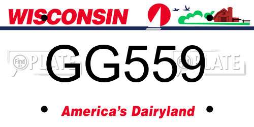 GG559 Wisconsin License Plate