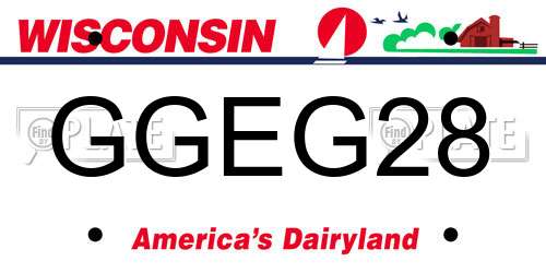 GGEG28 Wisconsin License Plate