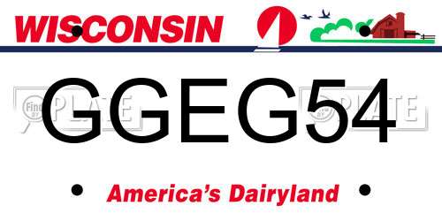 GGEG54 Wisconsin License Plate