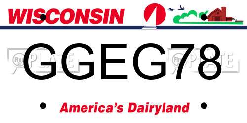 GGEG78 Wisconsin License Plate