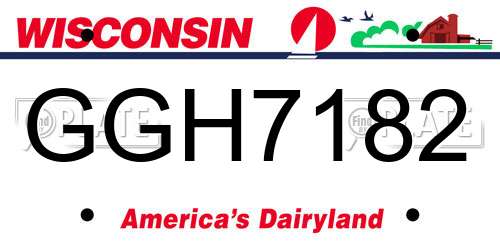 GGH7182 Wisconsin License Plate