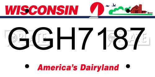 GGH7187 Wisconsin License Plate