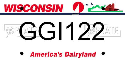 GGI122 Wisconsin License Plate