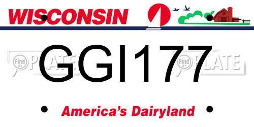 GGI177 Wisconsin License Plate