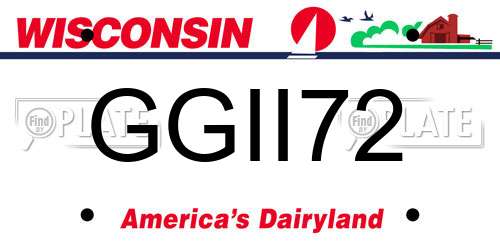 GGII72 Wisconsin License Plate