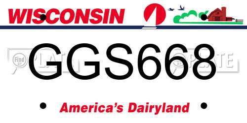 GGS668 Wisconsin License Plate