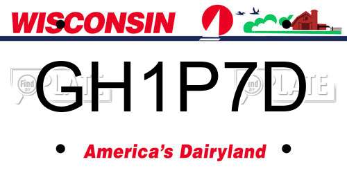 GH1P7D Wisconsin License Plate