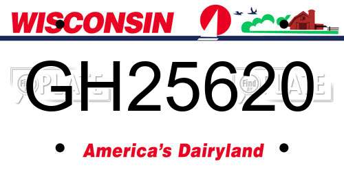 GH25620 Wisconsin License Plate