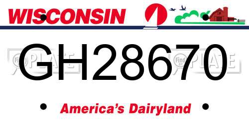 GH28670 Wisconsin License Plate