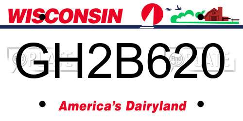 GH2B620 Wisconsin License Plate