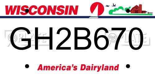 GH2B670 Wisconsin License Plate