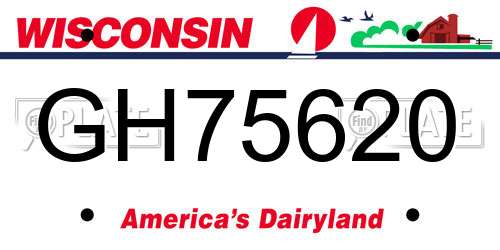 GH75620 Wisconsin License Plate