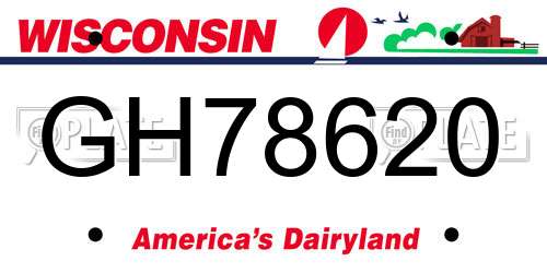 GH78620 Wisconsin License Plate