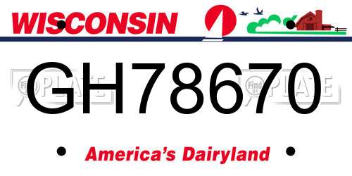 GH78670 Wisconsin License Plate