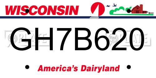 GH7B620 Wisconsin License Plate