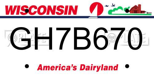 GH7B670 Wisconsin License Plate