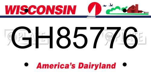 GH85776 Wisconsin License Plate