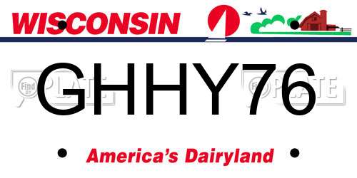 GHHY76 Wisconsin License Plate