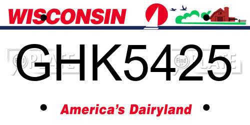 GHK5425 Wisconsin License Plate