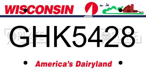 GHK5428 Wisconsin License Plate