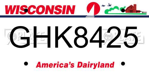 GHK8425 Wisconsin License Plate
