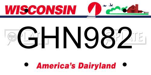 GHN982 Wisconsin License Plate