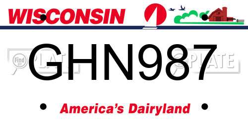 GHN987 Wisconsin License Plate
