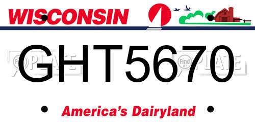 GHT5670 Wisconsin License Plate